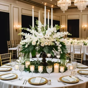Ambientación Floral Completa: Centros de Mesa y Altar